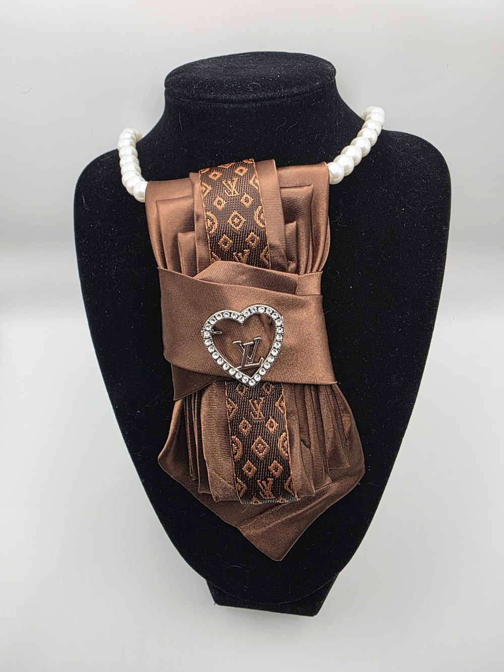 Tie Necklace | Brown Satin